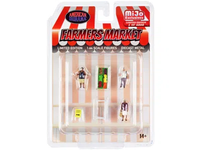 American Diorama Farmers Market 6 Piece Diecast Set (3 Figures And 3 Accessories) Limited Edition To 4800 Pieces Worl In Multi