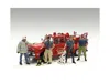 American Diorama Fires 6 Piece Figure Set (4 Males 1 Dog 1 Accessory) For 1/24 Scale Models By  In Red