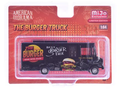 American Diorama Food Truck "the Burger Truck" Black With Graphics 1/64 Diecast Model By  In Blue
