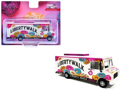 American Diorama Food Truck "the Lb Cafe Truck - Liberty Walk" White With Graphics 1/64 Diecast Model By American Dio