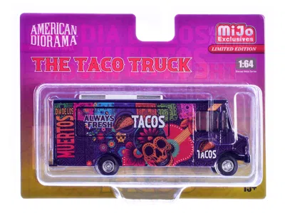 American Diorama Food Truck "the Taco Truck" Purple With Graphics 1/64 Diecast Model By  In Multi