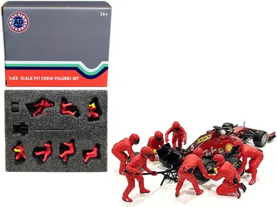 American Diorama Formula One F1 Pit Crew 7 Figurine Set Team Red Release Ii For 1/43 Scale Models By  In Black