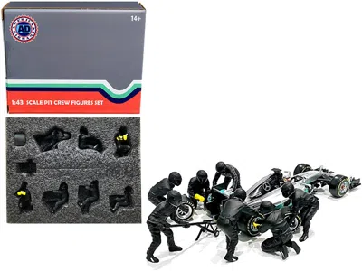 American Diorama Formula One F1 Pit Crew 7 Figurine Set Team Release Ii For 1/43 Scale Models By  In Black