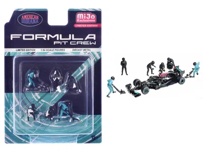American Diorama Formula Pit Crew Â€ Team Black" 6 Piece Diecast Figure Set (6 Figures) Limited Edition For 1/64 Scal In Multi