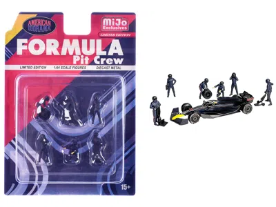 American Diorama Formula Pit Crew Â€ Team Blue" 6 Piece Diecast Figure Set (6 Figures) Limited Edition For 1/64 Scale In Multi