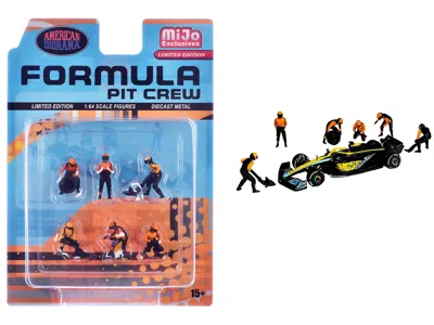 American Diorama Formula Pit Crew Â€ Team Orange" 6 Piece Diecast Figure Set (6 Figures) Limited Edition For 1/64 Sca In Multi