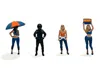 American Diorama Grid Girls 5 Piece Diecast Figure Set (4 People Figures 1 Umbrella) Limited Edition To 3600 Pieces W