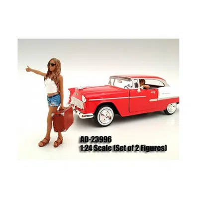 American Diorama Hitchhiker 2 Piece Figure Set For 1-24 Scale Models In Red