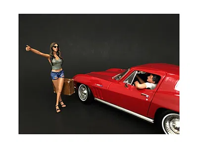 AMERICAN DIORAMA HITCHHIKER 2 PIECE FIGURINE SET (GREEN SHIRT) FOR 1/24 SCALE MODELS BY AMERICAN DIORAMA