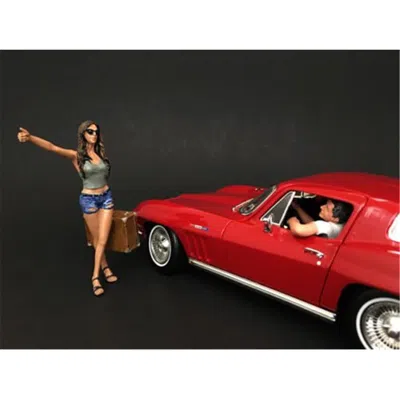 American Diorama Hitchhiker Figure Set For 1 Isto 18 Scale Diecast Model Cars - 2 Piece In Red