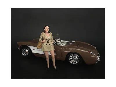 American Diorama September Bikini Calendar Girl Figurine For 1-24 Scale Model In Brown