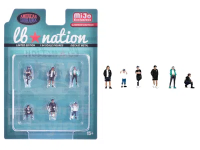 American Diorama Liberty Walk Lb Nation 6 Piece Diecast Figure Set Limited Edition For 1/64 Scale Models By American  In Multi