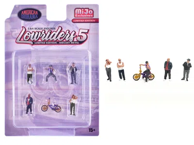 American Diorama Lowriders #5 6 Piece (5 People 1 Bicycle) Diecast Figures Set 1/64 Scale Models By In Multi