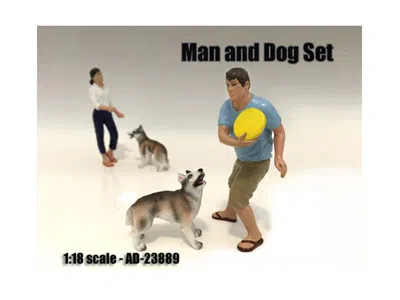 American Diorama Woman & Dog 2 Piece Figure Set For 1-18 Scale Models In Multi