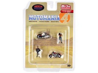 American Diorama Motomania 4 4 Piece Diecast Set (2 Figures And 2 Motorcycles) Limited Edition To 4800 Pieces Worldwi In Multi