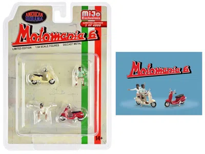American Diorama Motomania 6 4 Piece Diecast Figure Set (2 Figures 2 Scooters) Limited Edition To 4800 Pieces Worldwi In Multi