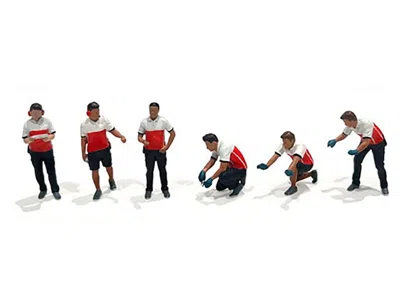 American Diorama Race Crew 6 Piece Diecast Figure Set (6 Figures) Limited Edition To 3600 Pieces Worldwide For 1/64 S In Multi