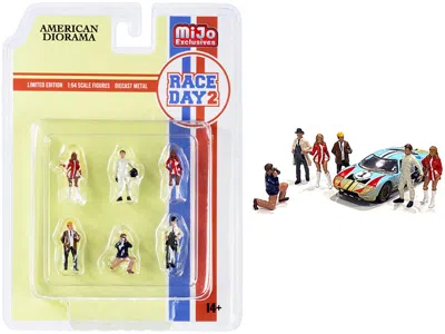 American Diorama Race Day 2 6 Piece Diecast Figurine Set For 1/64 Scale Models By  In Multi