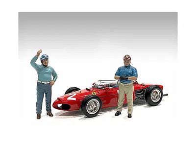 American Diorama Racing Legends 50's Set Of 2 Diecast Figures For 1/43 Scale Models By  In Red