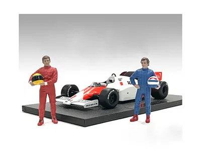 AMERICAN DIORAMA RACING LEGENDS 80'S SET OF 2 DIECAST FIGURES FOR 1/43 SCALE MODELS BY AMERICAN DIORAMA