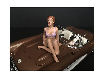 American Diorama September Bikini Calendar Girl Figurine For 1/18 Scale Models By  In Purple