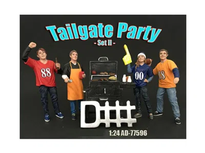 American Diorama Tailgate Party Set Ii 4 Piece Figurine Set For 1/24 Scale Models By  In Black