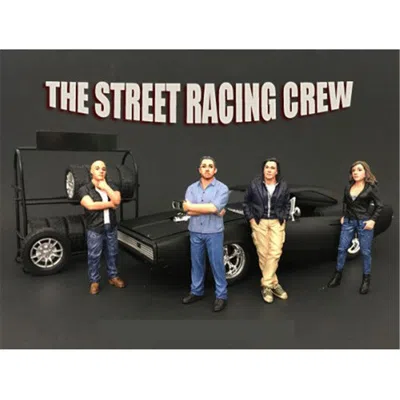 American Diorama The Street Racing Crew 4 Piece Figure Set For 1-18 Scale Models In Black