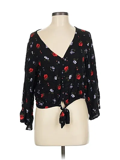 Pre-owned American Eagle Outfitters 3/4 Sleeve Blouse In Black