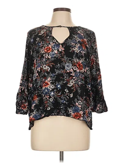Pre-owned American Eagle Outfitters 3/4 Sleeve Blouse In Black
