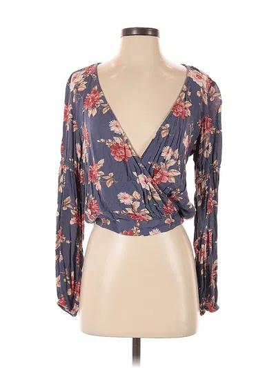 Pre-owned American Eagle Outfitters 3/4 Sleeve Blouse In Blue