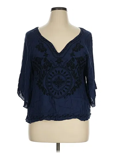 Pre-owned American Eagle Outfitters 3/4 Sleeve Blouse In Blue
