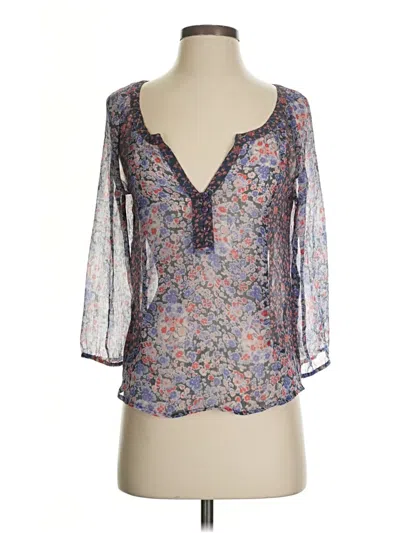 Pre-owned American Eagle Outfitters 3/4 Sleeve Blouse In Blue