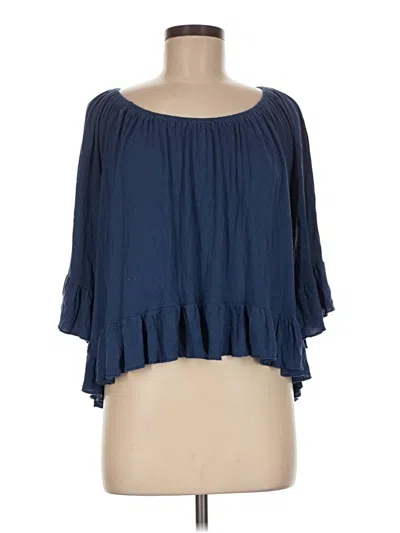 Pre-owned American Eagle Outfitters 3/4 Sleeve Blouse In Blue