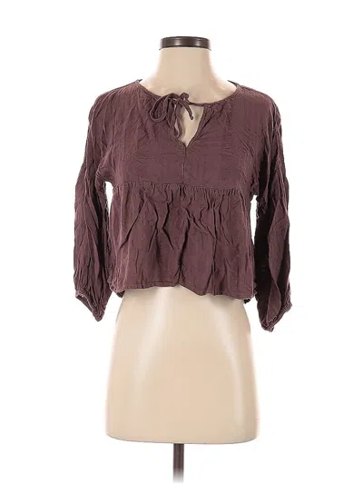 Pre-owned American Eagle Outfitters 3/4 Sleeve Blouse In Brown