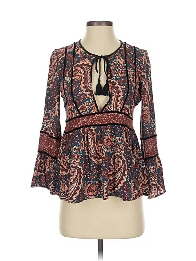 Pre-owned American Eagle Outfitters 3/4 Sleeve Blouse In Brown