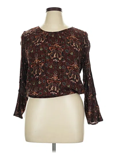Pre-owned American Eagle Outfitters 3/4 Sleeve Blouse In Brown