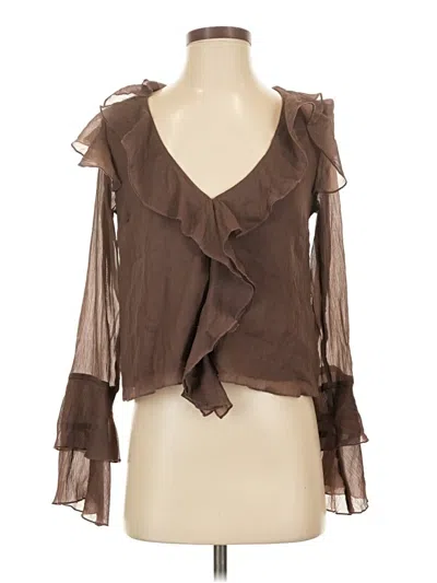 Pre-owned American Eagle Outfitters 3/4 Sleeve Blouse In Brown