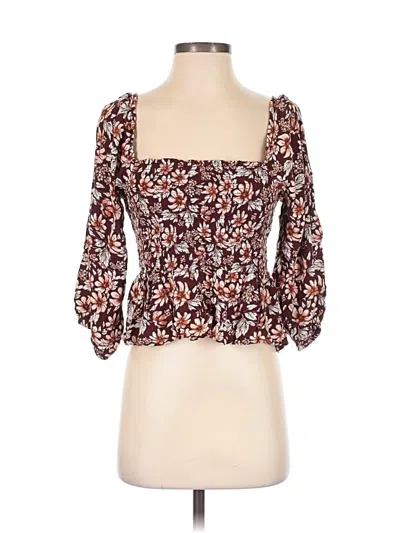 Pre-owned American Eagle Outfitters 3/4 Sleeve Blouse In Brown
