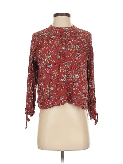 Pre-owned American Eagle Outfitters 3/4 Sleeve Blouse In Burgundy