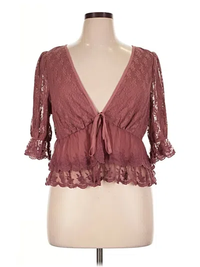 Pre-owned American Eagle Outfitters 3/4 Sleeve Blouse In Burgundy