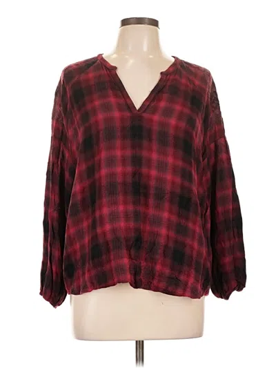 Pre-owned American Eagle Outfitters 3/4 Sleeve Blouse In Burgundy