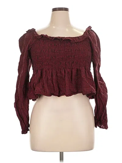 Pre-owned American Eagle Outfitters 3/4 Sleeve Blouse In Burgundy
