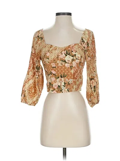 Pre-owned American Eagle Outfitters 3/4 Sleeve Blouse In Gold