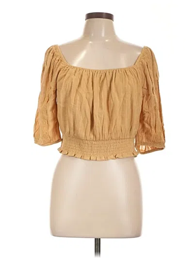 Pre-owned American Eagle Outfitters 3/4 Sleeve Blouse In Gold