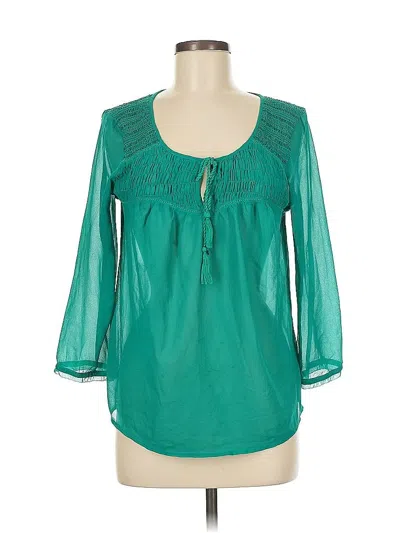 Pre-owned American Eagle Outfitters 3/4 Sleeve Blouse In Green
