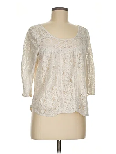 Pre-owned American Eagle Outfitters 3/4 Sleeve Blouse In Ivory