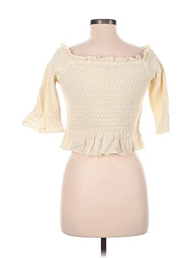 Pre-owned American Eagle Outfitters 3/4 Sleeve Blouse In Ivory