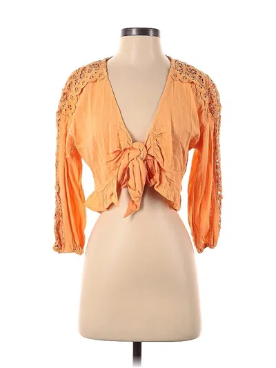 American Eagle Outfitters 3/4 Sleeve Blouse In Orange