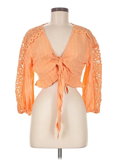 Pre-owned American Eagle Outfitters 3/4 Sleeve Blouse In Orange