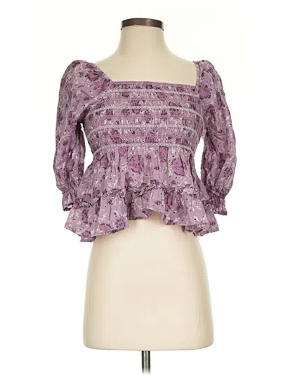 Pre-owned American Eagle Outfitters 3/4 Sleeve Blouse In Purple